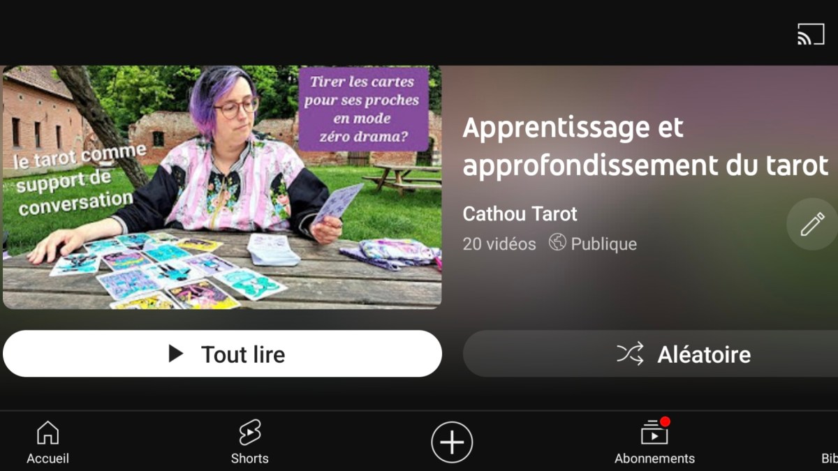 Apprentissage et approfondissement du tarot, mes&nbsp;vidéos